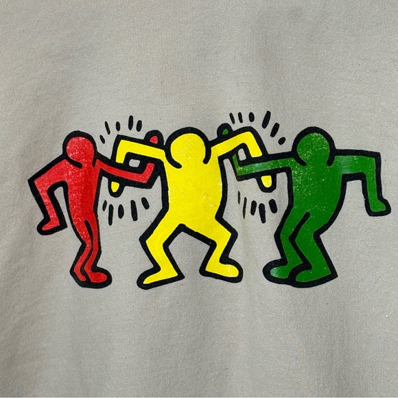 Keith Haring beige graphic, long sleeved hoodie with kangaroo pocket. Men’s M - Picture 3 of 6